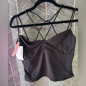 REORIA U-Neck Adjustable Tie-Front Crop Top Soft Sexy Sleeveless Tops <<<304>>>